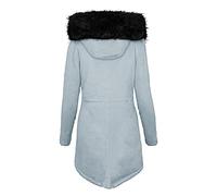 Generisch Mes commandes Poche zippée à capuche Plus velours épais pour femme Manteau noir duvet, gris, S