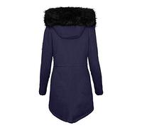Generisch Mes commandes Poche zippée à capuche Plus velours épais pour femme Manteau noir duvet, Marine, XL