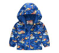 Generisch Mes vestes décontractées imprimées à capuche vêtements d'extérieur à fermeture éclair manteaux à manches longues coupe-vent à capuche femmes, bleu, 4-5 ans