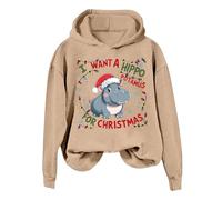 Generisch Mesdame, je veux faire un hippopotame avec un sweat à capuche., kaki, XXL