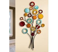 Generisch MF Décoration murale « BUNTI » en métal-Motif arbre de vie-Décoration murale 3D-En métal peint à la main-Hauteur : 97 cm-Jaune,51 x 97 cm