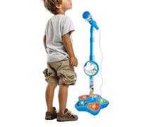 Generisch Microphone pour - Éclairage LED - Haut-parleur portable - Jouet - Microphone avec support - Pour anniversaires, podcasts, enregistrements, chantes, fêtes, adolescents, streaming
