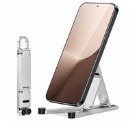 Generisch Mini Aluminum Phone Stand Keychain Foldable Desktop Holder, New Desktop Aluminum Alloy Keychain Phone Holder, Keychain Foldable Mini Phone Stand ，Silver