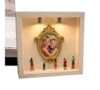 Generisch Mini boîte de rangement en forme de musée - Cadeau photo avec cadre doré pour photos de famille - Pour la Saint-Valentin, les vacances, un anniversaire, Noël