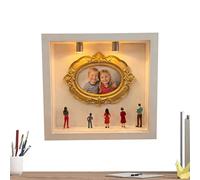 Generisch Mini boîte de silhouette de musée à faire soi-même, cadre miniature plaqué or et vitrine de figurines, kit d'exposition de souvenirs, pour les vacances, les célébrations festives et