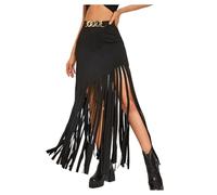 Generisch Mini jupe gothique à franges pour femme couleur unie noire style punk angulaire sexy demi jupe pour un style sans compromis nouvelles chaussures pour homme, Noir , M