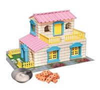 Generisch Mini maison en briques DIY - Jouet architecte avec mini briques et ciment - Maison à construire soi-même pour garçons et filles (villa rose)
