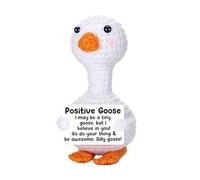 Generisch Mini oie - Message animal positif - Fait à la main - Crochet - Cadeau de remise de diplôme pour filles, femmes, anniversaire, amis (blanc, 10 cm)