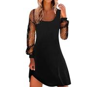 Generisch Mini robe pour femme - Col en V - Noire - Élégante - Robe de cocktail - Robe de soirée - Robe de plage - Paillettes - Nouvel An - Paillettes, Noir , L