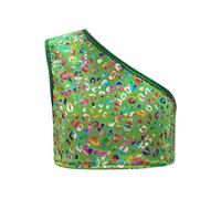 Generisch Mini robe sans manches à épaules dénudées pour fille avec bordure à paillettes - Mode plage - Vêtement d'été pour fille, vert, 4-6 ans