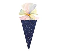 Generisch Mini sac d'école pour frères et sœurs, 49 cm, motif étoiles en bleu, sac en tissu avec nœud, emballage cadeau pour la rentrée des classes et les fêtes (bleu foncé)