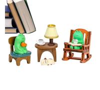 Generisch Mini statue de chaise à bascule grenouille | Grenouille en résine | Jolie statue de grenouille assise pour jardin en rocaille, cour, statue décorative de grenouille de jardin pour la pelouse