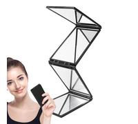 Generisch Miroir portable 4 voies pour coiffer les cheveux - Miroir à main compact et pliable pour voyage, réflexion multi-angle pour le toilettage des retouches | Cadre ABS noir avec verre