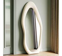 Generisch Miroir sur Pied irrégulier 160x60cm,Miroir Mural en Bois enveloppé de Flanelle,Miroirs en Pied ou à Suspendre,Blanc, Miroir pour Dressing,Salon,Chambre,Couloir