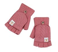 Generisch Mitaines pour femme - Hiver - Étudiant - Bureau - Gants chauds en laine tricotée - Sans doigts - Robe en satin noir (rouge pastèque, taille unique)