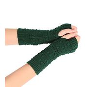 Generisch Mitaines sans doigts pour femme - Mitaines courtes - Chauffe-pouls - Confortables - Sans bouts des doigts - Gants tricotés - Gants pour le jogging en plein air, vert, taille unique