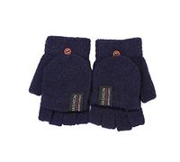 Generisch Mitaines tricotées chaudes convertibles Flip Mitaines sans doigts pour hommes Gants d'hiver pour hommes Moufles tricotées Mitaines à rabat Mitaines (bleu marine, A)