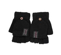 Generisch Mitaines tricotées chaudes convertibles Flip Mitaines sans doigts pour hommes Gants d'hiver pour hommes Moufles Tricotées Mitaines à rabat Mitaines (noir, A)