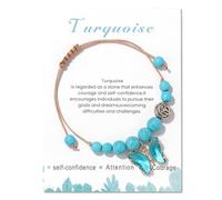 Generisch Mitgebsel Armband Armband Schmuck Naturstein Armband Amethyst Blau Türkis Armband Handgewebtes Schmetterling Anhänger Armband Armband Uhr Kinder Junge, Einheitsgröße, Cristal artificiel, Pas