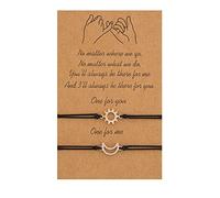 Generisch Mm Naturelle Bijoux Message Anneaux assorties Bracelet corde réglable pour relation d'amitié petit petite cadeau Saint Valentin Messages Perles Naturelle Valentin Anneaux (B, One Size)