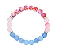 Generisch Mm Quartz Pour Jonc 4 Bijoux Beaded Bracelet 8mm Gradient Color Elastic Handmade Beaded Bracelet Bleu Acier Amoureux Anneaux (K, One Size)
