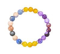Generisch Mm Quartz Pour Jonc 4 Bijoux Beaded Bracelet 8mm Gradient Color Elastic Handmade Beaded Bracelet Bleu Acier Amoureux Anneaux (L, One Size)