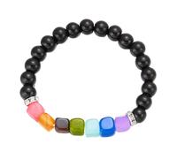 Generisch Mm Quartz Pour Jonc 4 Bijoux Beaded Bracelet 8mm Gradient Color Elastic Handmade Beaded Bracelet Bleu Acier Amoureux Anneaux (Q, One Size)