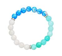 Generisch Mm Quartz Pour Jonc 4 Bijoux Beaded Bracelet 8mm Gradient Color Elastic Handmade Beaded Bracelet Bleu Acier Amoureux Anneaux (J, One Size)