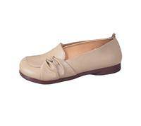 Generisch Mocassins plats en cuir pour femme - Chaussures basses confortables et douces - Légères et respirantes - Chaussures bateau Oxford décontractées pour personnes âgées - Pieds larges