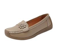 Generisch Mocassins pour femme - Chaussures plates élégantes - Chaussures plates à enfiler - Mode décontractée - Chaussures bateau en cuir - Pieds larges - Sans douleur - Pour rester debout longtemps