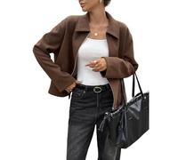Generisch Mode d'automne pour femme - Fermeture éclair - Vestes à manches longues - Cardigans élégants pour femme - Vestes légères - Veste courte, marron foncé, S