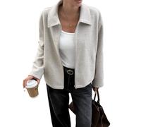 Generisch Mode d'automne pour femme - Fermeture éclair - Vestes à manches longues - Cardigans élégants pour femme - Vestes légères - Veste courte, abricot, XL