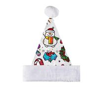 Generisch Mode de Noël Bonnet de Noël Imprimé Numérique Père Noël Neige Bonnet Chaud (Blanc, M)