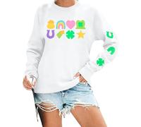 Generisch Mode Femme Casual SAN Imprimé Col Rond Manches Longues Sweat à Capuche Top 6 10 Kilo Gilet, Blanc., XXL