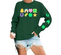 Generisch Mode Femme Casual SAN Imprimé Col Rond Manches Longues Sweat à Capuche Top 6 10 Kilo Gilet, vert, XXL