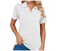 Generisch Mode Femme Polyvalent, Ample, Décontracté, Normal, Couleur Unie Hauts Élégant Blouses Femmes Festif, Blanc., S