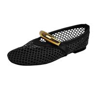 Generisch Mode Femme Talon Carré Couleur Unie Maille Boucle en Métal Chaussures Femme Été Nouvelle Europe et États-Unis Mode Sauvage Décontracté Femme, Noir , 41 EU