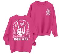 Generisch Mode pour femme, décontracté, imprimé, col rond, manches longues, pull à capuche, peignoir pour femme sans, Rose, M