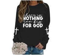 Generisch Mode pour femme, sweat à capuche décontracté avec col rond et lettre de dieu imprimé veste de survêtement adolescent, Noir , XL