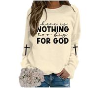 Generisch Mode pour femme, sweat à capuche décontracté avec col rond et lettre de dieu imprimé veste de survêtement adolescent, beige, XL