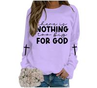 Generisch Mode pour femme, sweat à capuche décontracté avec col rond et lettre de dieu imprimé veste de survêtement adolescent, lilas, XXL