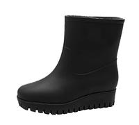 Generisch Modische Freizeit-Regenstiefel FüR Damen Mit ErhöHtem Absatz, Flache，Rutschfeste AußEnsohle，Vielseitig Kombinierbar, Mittelhohe Wasserschuhe，Rutschfeste Bequeme Regenschuhe