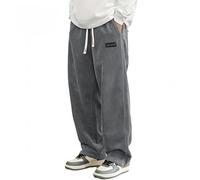 Generisch Mokaloha Pantalon en velours côtelé pour homme 2025 Pacificozy Style vintage Sport Pantalon en velours côtelé avec logo brodé, gris, XS