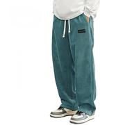 Generisch Mokaloha Pantalon en velours côtelé pour homme 2025 Pacificozy Style vintage Sport Pantalon en velours côtelé avec logo brodé, bleu, XS