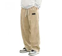 Generisch Mokaloha Pantalon en velours côtelé pour homme 2025 Pacificozy Style vintage Sport Pantalon en velours côtelé avec logo brodé, kaki, XS