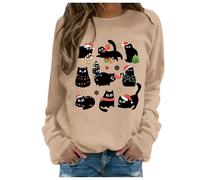 Generisch Mon compte Hiver Noël Bonhomme de neige Verre à vin Sweat à capuche imprimé Sweat à capuche Haut transparent Femme, kaki, XL