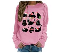 Generisch Mon compte Hiver Noël Bonhomme de neige Verre à vin Sweat à capuche imprimé Sweat à capuche Haut transparent Femme, Rose, L