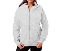 Generisch Mon compte Mes commandes - Pull à capuche avec fermeture éclair, sweat-shirt, poche d'automne, vêtements d'hiver, pull à capuche court pour femme, gris, L