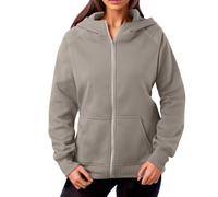 Generisch Mon compte Mes commandes - Pull à capuche avec fermeture éclair, sweat-shirt, poche d'automne, vêtements d'hiver, pull à capuche court pour femme, kaki, XXL