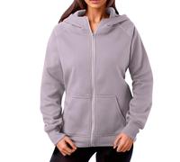 Generisch Mon compte Mes commandes - Pull à capuche avec fermeture éclair, sweat-shirt, poche d'automne, vêtements d'hiver, pull à capuche court pour femme, lilas, XXL